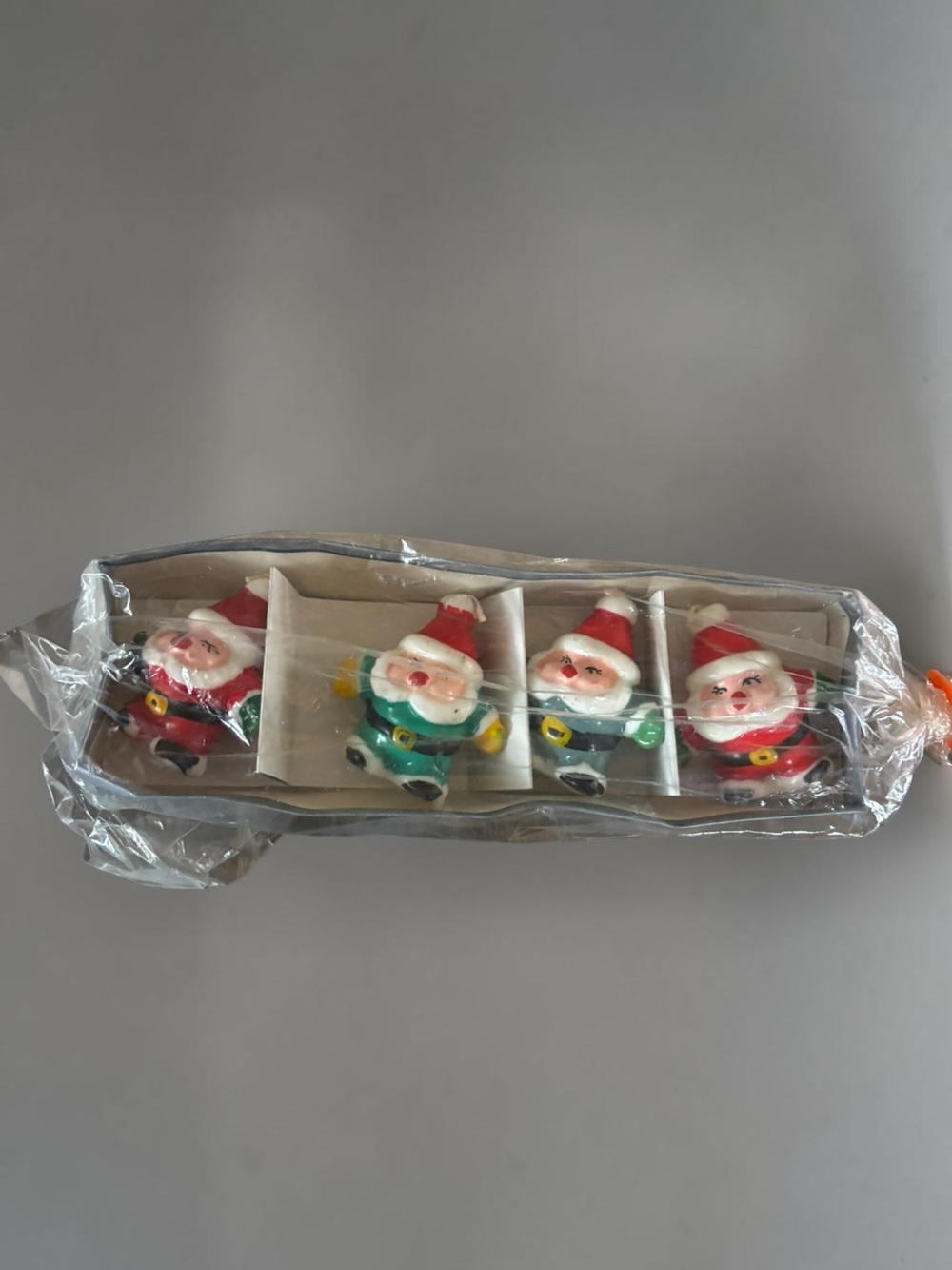 Vintage Mini Santa Figural Candles Set of 4 Unused Retro Christmas Decor